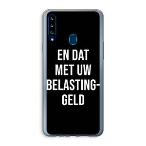 CaseCompany Belastinggeld - Zwart: Samsung Galaxy A20s Transparant Hoesje