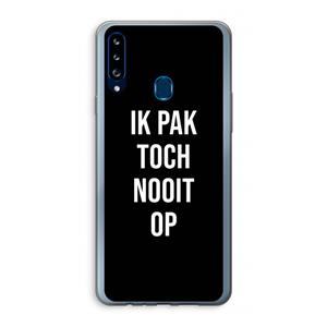 CaseCompany Ik pak nooit op - Zwart: Samsung Galaxy A20s Transparant Hoesje