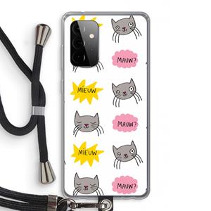 CaseCompany Meow: Samsung Galaxy A72 5G Transparant Hoesje met koord