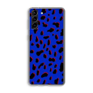 CaseCompany Blue Leopard: Samsung Galaxy S21 Plus Transparant Hoesje