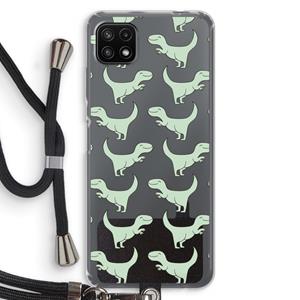 CaseCompany Dinos: Samsung Galaxy A22 5G Transparant Hoesje met koord