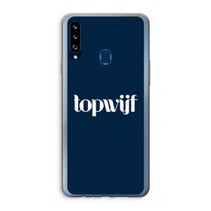CaseCompany Topwijf Navy: Samsung Galaxy A20s Transparant Hoesje