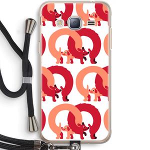 CaseCompany Dogs: Samsung Galaxy J3 (2016) Transparant Hoesje met koord