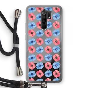 CaseCompany Klaproosjes: Xiaomi Redmi 9 Transparant Hoesje met koord