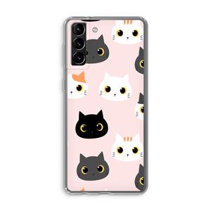 CaseCompany Katten: Samsung Galaxy S21 Plus Transparant Hoesje