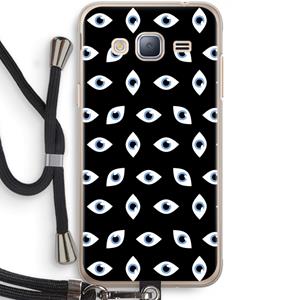CaseCompany Eyes pattern: Samsung Galaxy J3 (2016) Transparant Hoesje met koord