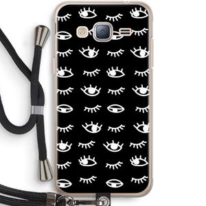CaseCompany Eye pattern #3: Samsung Galaxy J3 (2016) Transparant Hoesje met koord