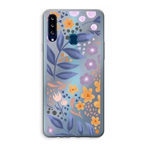 CaseCompany Flowers with blue leaves: Samsung Galaxy A20s Transparant Hoesje