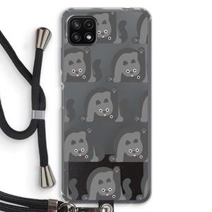 CaseCompany Cats: Samsung Galaxy A22 5G Transparant Hoesje met koord