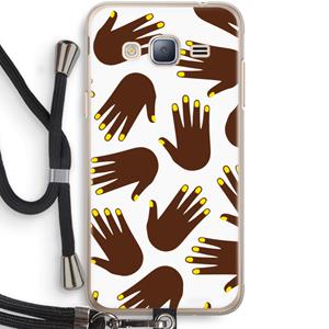 CaseCompany Hands dark: Samsung Galaxy J3 (2016) Transparant Hoesje met koord
