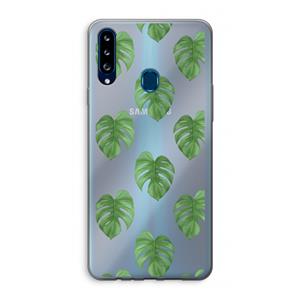 CaseCompany Monstera leaves: Samsung Galaxy A20s Transparant Hoesje