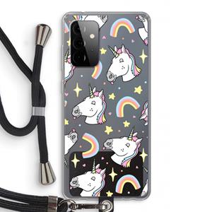CaseCompany Rainbow Unicorn: Samsung Galaxy A72 5G Transparant Hoesje met koord