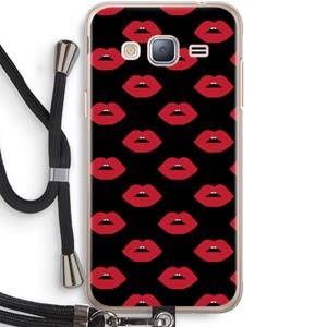 CaseCompany Lips: Samsung Galaxy J3 (2016) Transparant Hoesje met koord