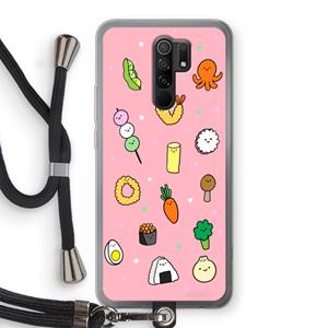 CaseCompany Happy bento friends: Xiaomi Redmi 9 Transparant Hoesje met koord