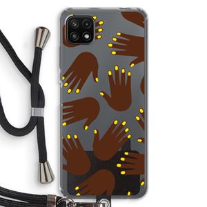 CaseCompany Hands dark: Samsung Galaxy A22 5G Transparant Hoesje met koord
