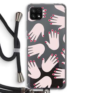 CaseCompany Hands pink: Samsung Galaxy A22 5G Transparant Hoesje met koord