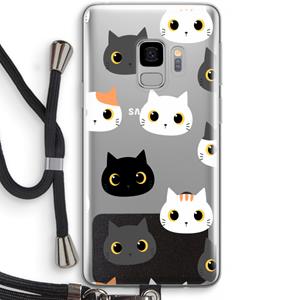 CaseCompany Katten: Samsung Galaxy S9 Transparant Hoesje met koord