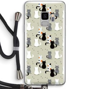 CaseCompany Katten: Samsung Galaxy S9 Transparant Hoesje met koord