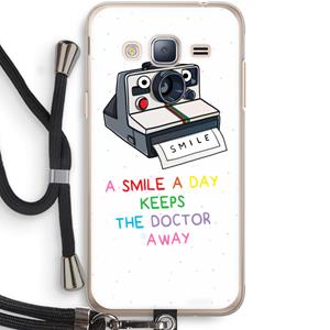 CaseCompany Smile: Samsung Galaxy J3 (2016) Transparant Hoesje met koord