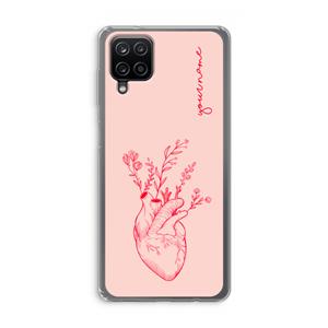 CaseCompany Blooming Heart: Samsung Galaxy A12 Transparant Hoesje