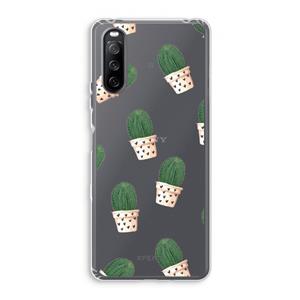 CaseCompany Cactusprint roze: Sony Xperia 10 III Transparant Hoesje