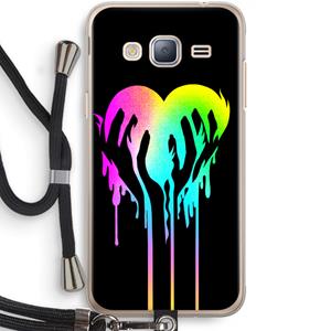 CaseCompany Hold My Heart: Samsung Galaxy J3 (2016) Transparant Hoesje met koord