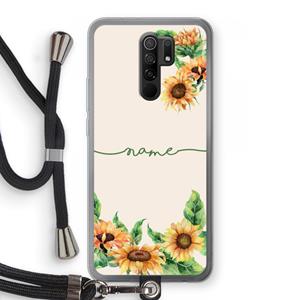 CaseCompany Zonnebloemen: Xiaomi Redmi 9 Transparant Hoesje met koord