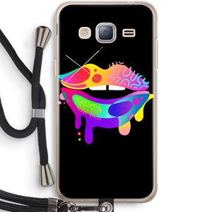 CaseCompany Lip Palette: Samsung Galaxy J3 (2016) Transparant Hoesje met koord