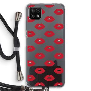 CaseCompany Lips: Samsung Galaxy A22 5G Transparant Hoesje met koord