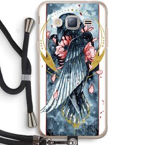 CaseCompany Golden Raven: Samsung Galaxy J3 (2016) Transparant Hoesje met koord