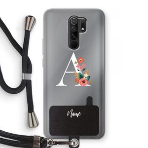 CaseCompany Pink Bouquet: Xiaomi Redmi 9 Transparant Hoesje met koord