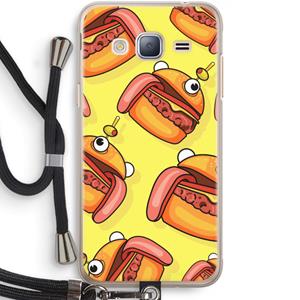 CaseCompany Hamburger: Samsung Galaxy J3 (2016) Transparant Hoesje met koord