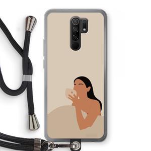 CaseCompany Fresh coffee: Xiaomi Redmi 9 Transparant Hoesje met koord
