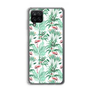 CaseCompany Flamingo bladeren: Samsung Galaxy A12 Transparant Hoesje