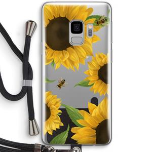 CaseCompany Sunflower and bees: Samsung Galaxy S9 Transparant Hoesje met koord
