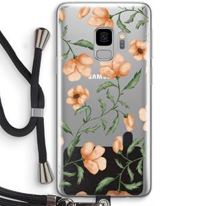 CaseCompany Peachy flowers: Samsung Galaxy S9 Transparant Hoesje met koord