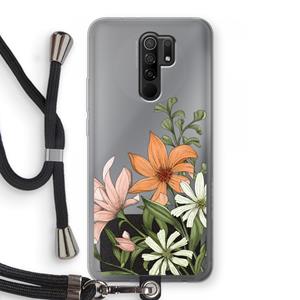 CaseCompany Floral bouquet: Xiaomi Redmi 9 Transparant Hoesje met koord