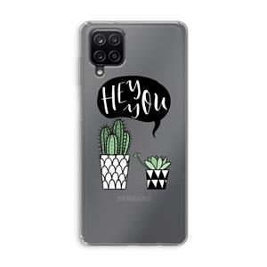 CaseCompany Hey you cactus: Samsung Galaxy A12 Transparant Hoesje