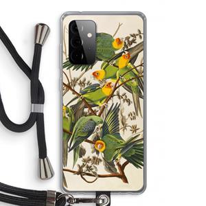 CaseCompany Carolinaparkiet: Samsung Galaxy A72 5G Transparant Hoesje met koord