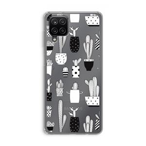 CaseCompany Cactusmotief: Samsung Galaxy A12 Transparant Hoesje