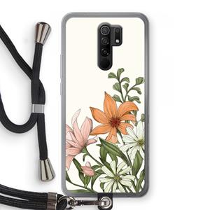 CaseCompany Floral bouquet: Xiaomi Redmi 9 Transparant Hoesje met koord