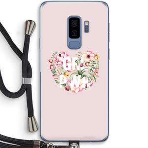 CaseCompany GRL PWR Flower: Samsung Galaxy S9 Plus Transparant Hoesje met koord