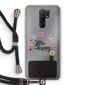 CaseCompany Happy days: Xiaomi Redmi 9 Transparant Hoesje met koord