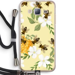 CaseCompany No flowers without bees: Samsung Galaxy J3 (2016) Transparant Hoesje met koord
