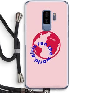 CaseCompany Run The World: Samsung Galaxy S9 Plus Transparant Hoesje met koord