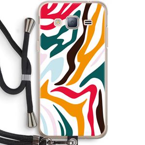 CaseCompany Colored Zebra: Samsung Galaxy J3 (2016) Transparant Hoesje met koord