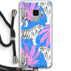 CaseCompany Tijger: Samsung Galaxy S9 Transparant Hoesje met koord