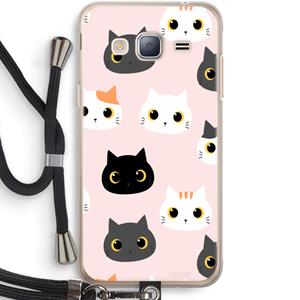CaseCompany Katten: Samsung Galaxy J3 (2016) Transparant Hoesje met koord