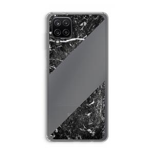 CaseCompany Zwart marmer: Samsung Galaxy A12 Transparant Hoesje