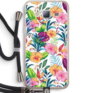 CaseCompany Tropisch 2: Samsung Galaxy J3 (2016) Transparant Hoesje met koord